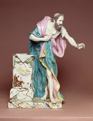 Beeldje van Demosthenes, Burslem, Staffordshire, ca. 1790 (loodglazuur aardewerk)